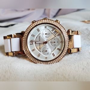Michael Kors Parker Stainless Steel Watch With Glitz Accents